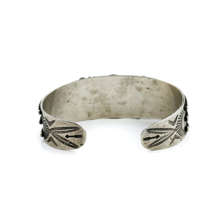 Antique 1950's Navajo Row Cuff x Blue Gem Turquoise - Kingdom Jewelry