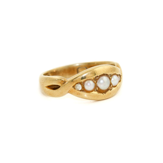 Antique Pearl 18k Gold Ring sz 4.75 - Kingdom Jewelry