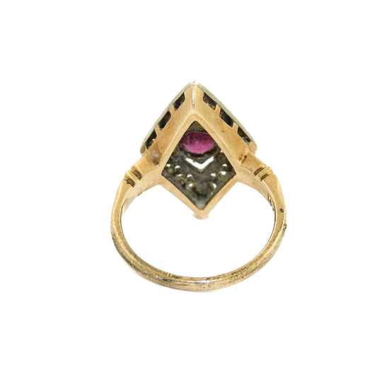 Antique Two-Toned Ruby 14k Gold Ring 4.5 - Kingdom Jewelry