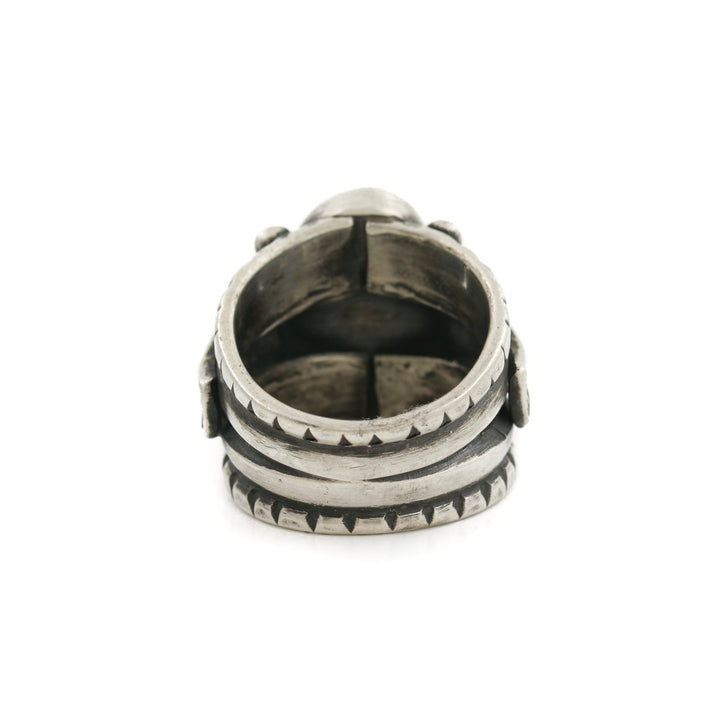 Apache Turquoise x Silver Navajo Ring - Kingdom Jewelry
