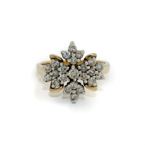 Art Deco Diamond Clover Ring x 14k Gold - Kingdom Jewelry
