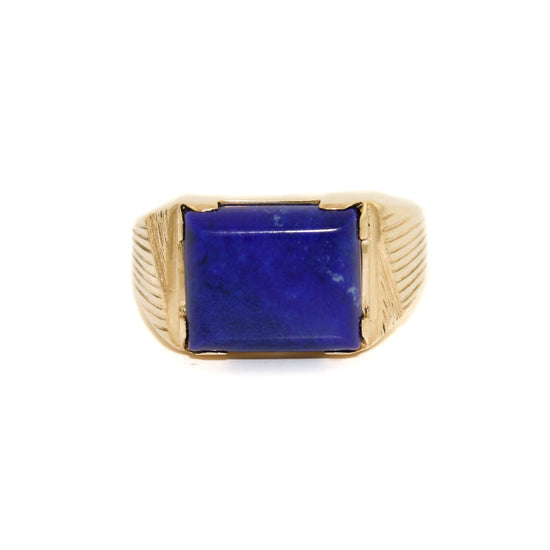 Art Deco Lapis Lazuli Signet x 14K Gold - Kingdom Jewelry