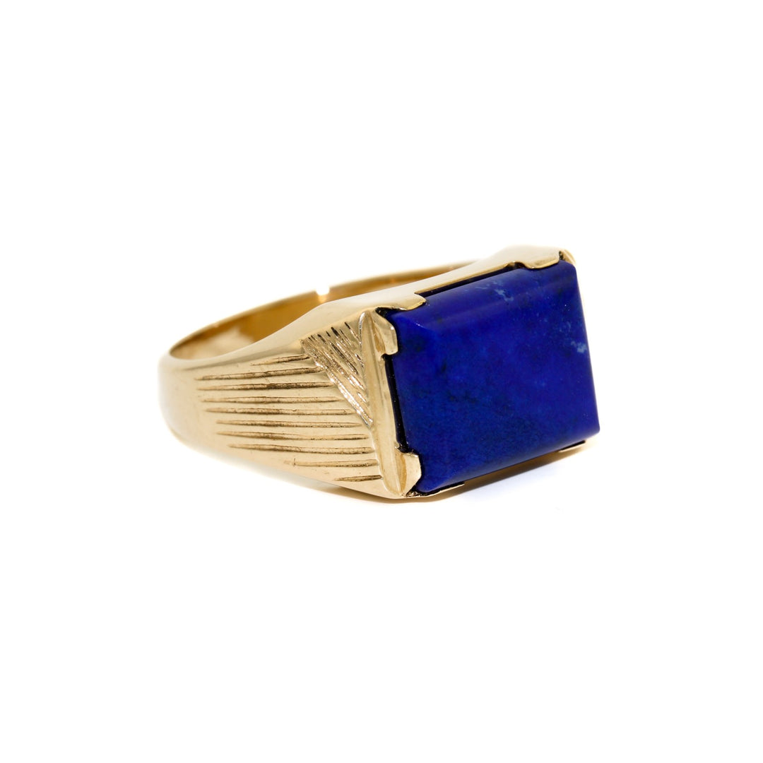 Art Deco Lapis Lazuli Signet x 14K Gold - Kingdom Jewelry