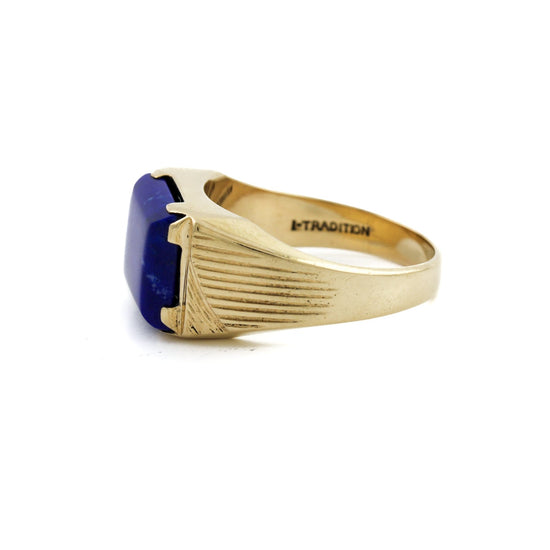 Art Deco Lapis Lazuli Signet x 14K Gold - Kingdom Jewelry