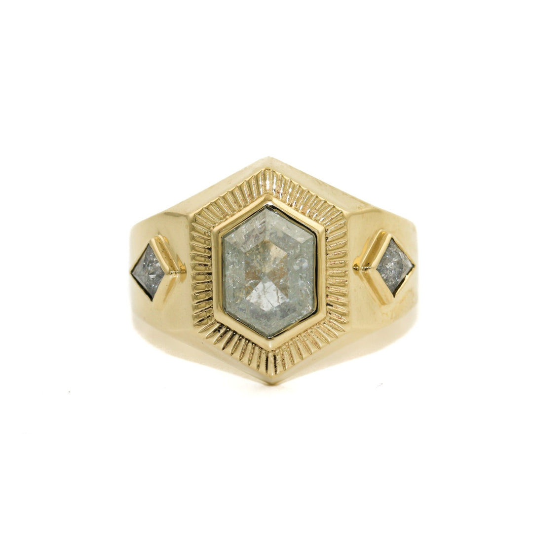 Art Deco Mans Ring x Salt & Pepper Diamond - Kingdom Jewelry