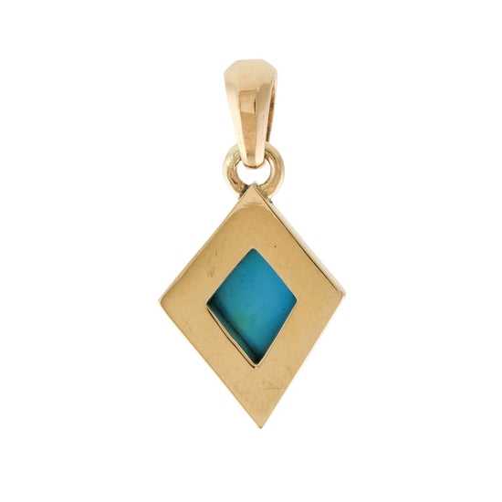 Art Deco STyle 14k Gold Turquoise Pendant - Kingdom Jewelry