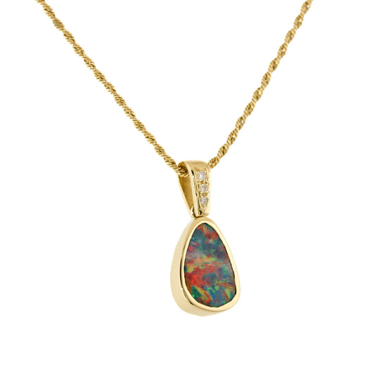 Australian Opal x Diamond Gold Pendant - Kingdom Jewelry