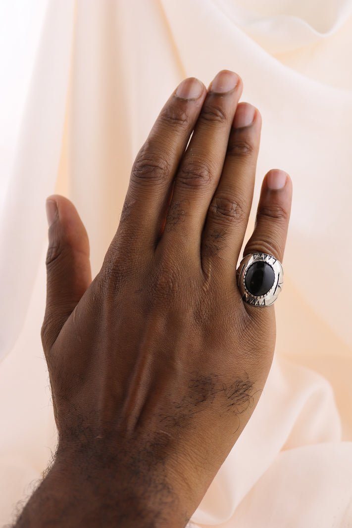 Black Jade "Delta" Ring - Kingdom Jewelry