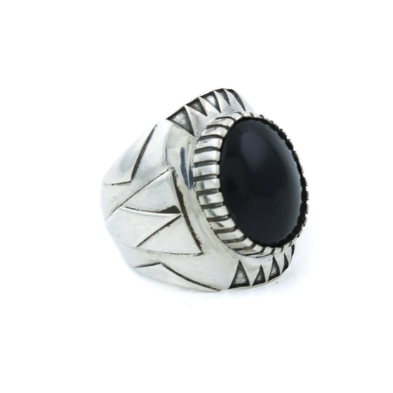 Black Jade "Delta" Ring - Kingdom Jewelry