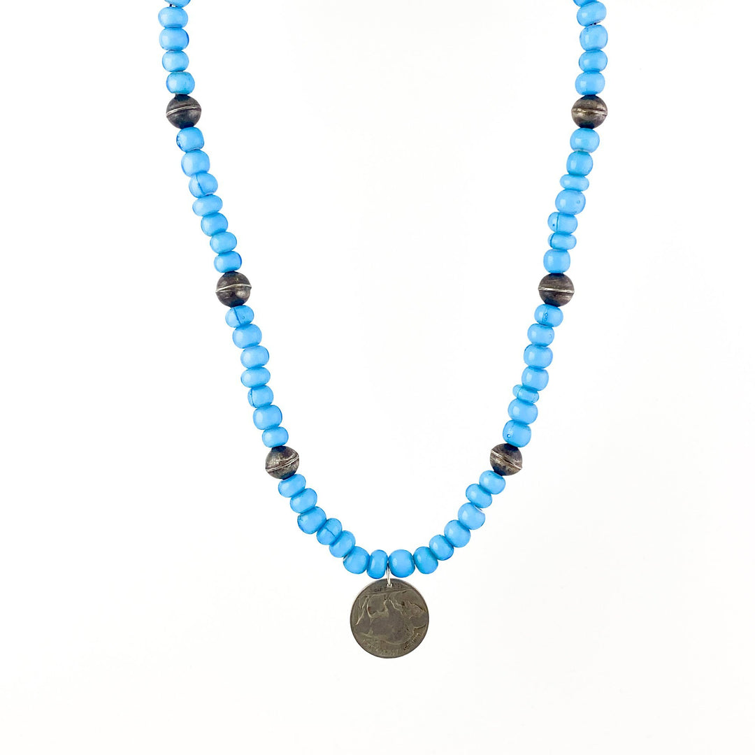 Blue Trade Beaded Necklace - Kingdom Jewelry