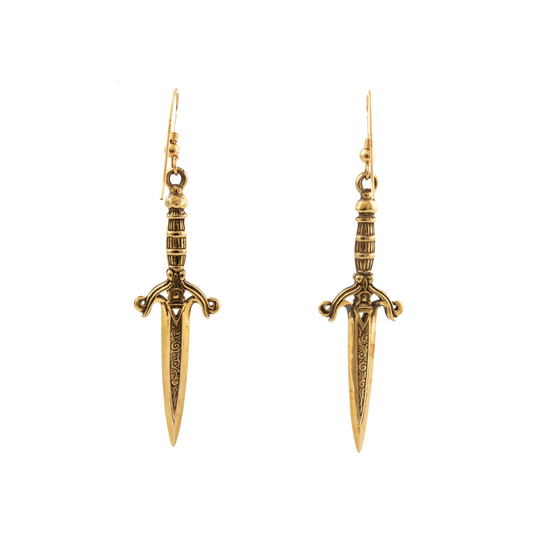 Brass Dagger Earrings - Kingdom Jewelry