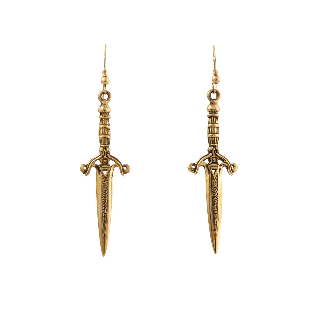 Brass Dagger Earrings - Kingdom Jewelry