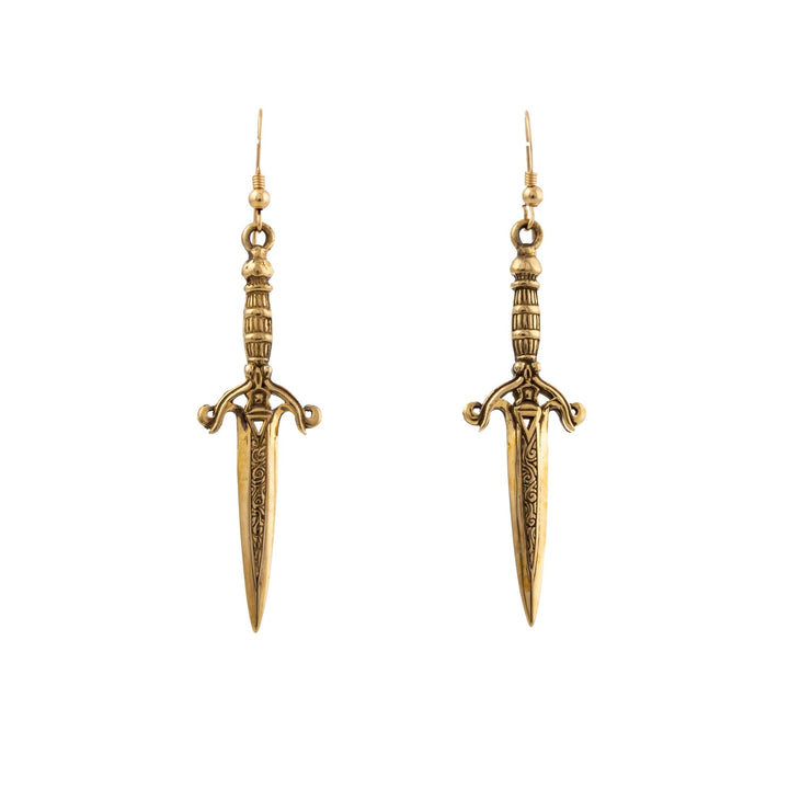 Brass Dagger Earrings - Kingdom Jewelry