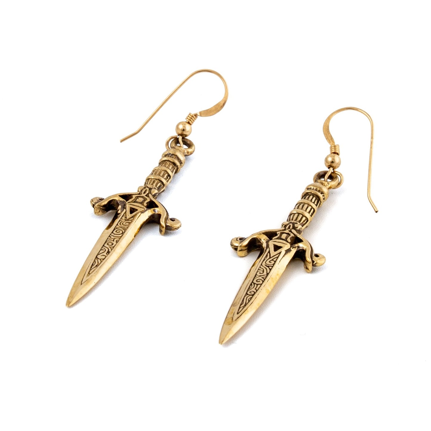 Brass Dagger Earrings - Kingdom Jewelry