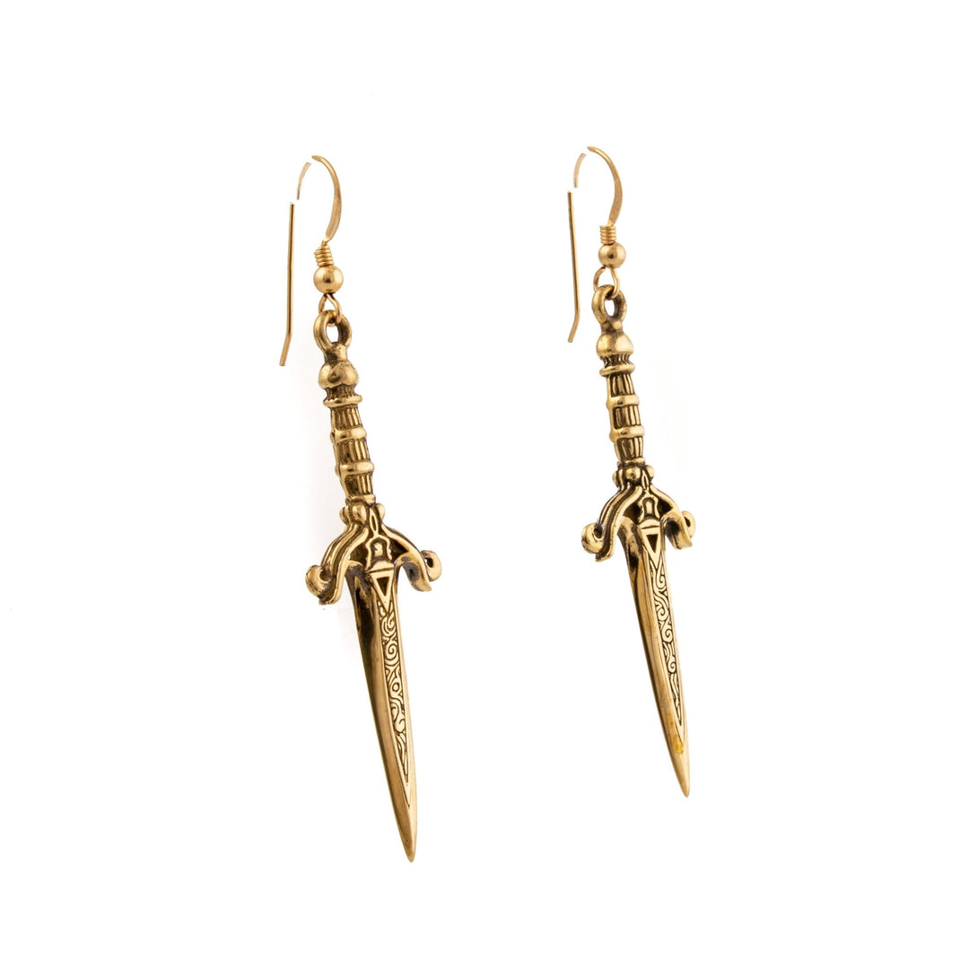 Brass Dagger Earrings - Kingdom Jewelry