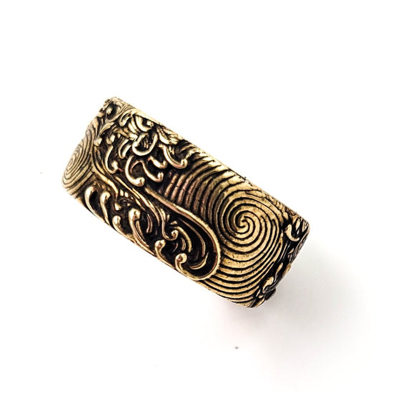 Brass "Kanagawa" Wave Band Ring - Kingdom Jewelry