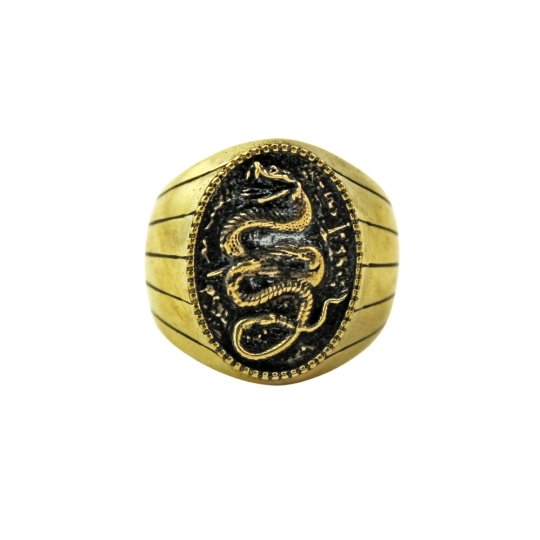 Brass Snake Signet Ring - Kingdom Jewelry