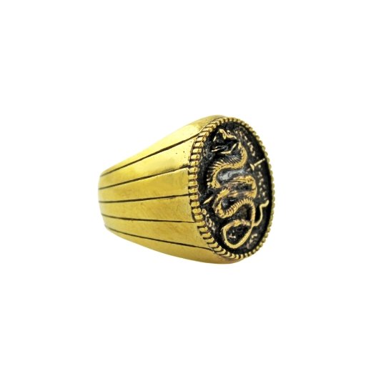 Brass Snake Signet Ring - Kingdom Jewelry