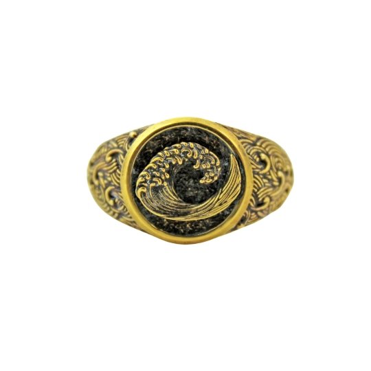 Brass Wave Signet Ring - Kingdom Jewelry