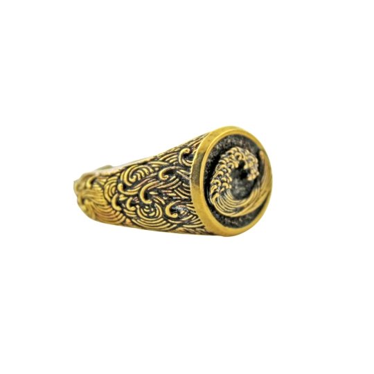 Brass Wave Signet Ring - Kingdom Jewelry