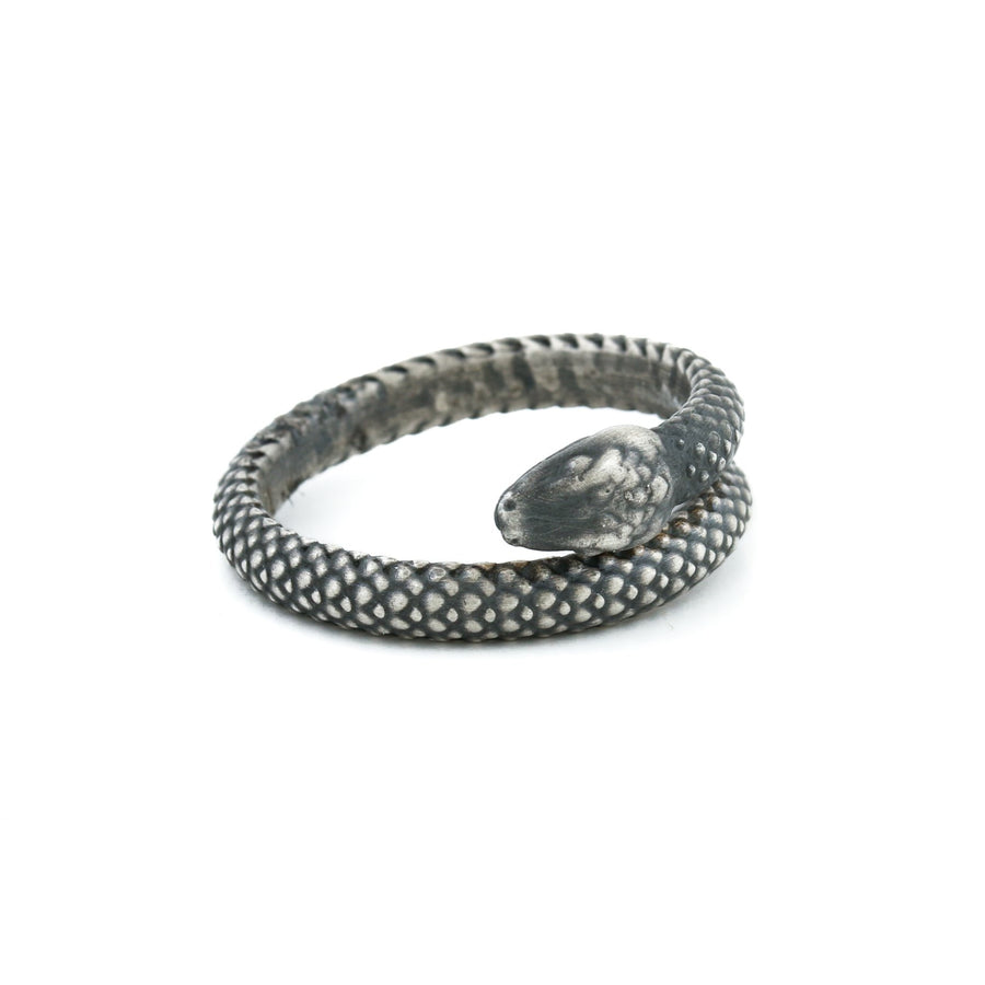 Brushed Silver x "Sleeping Ouroboros" Ring - Kingdom Jewelry