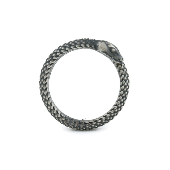 Brushed Silver x "Sleeping Ouroboros" Ring - Kingdom Jewelry