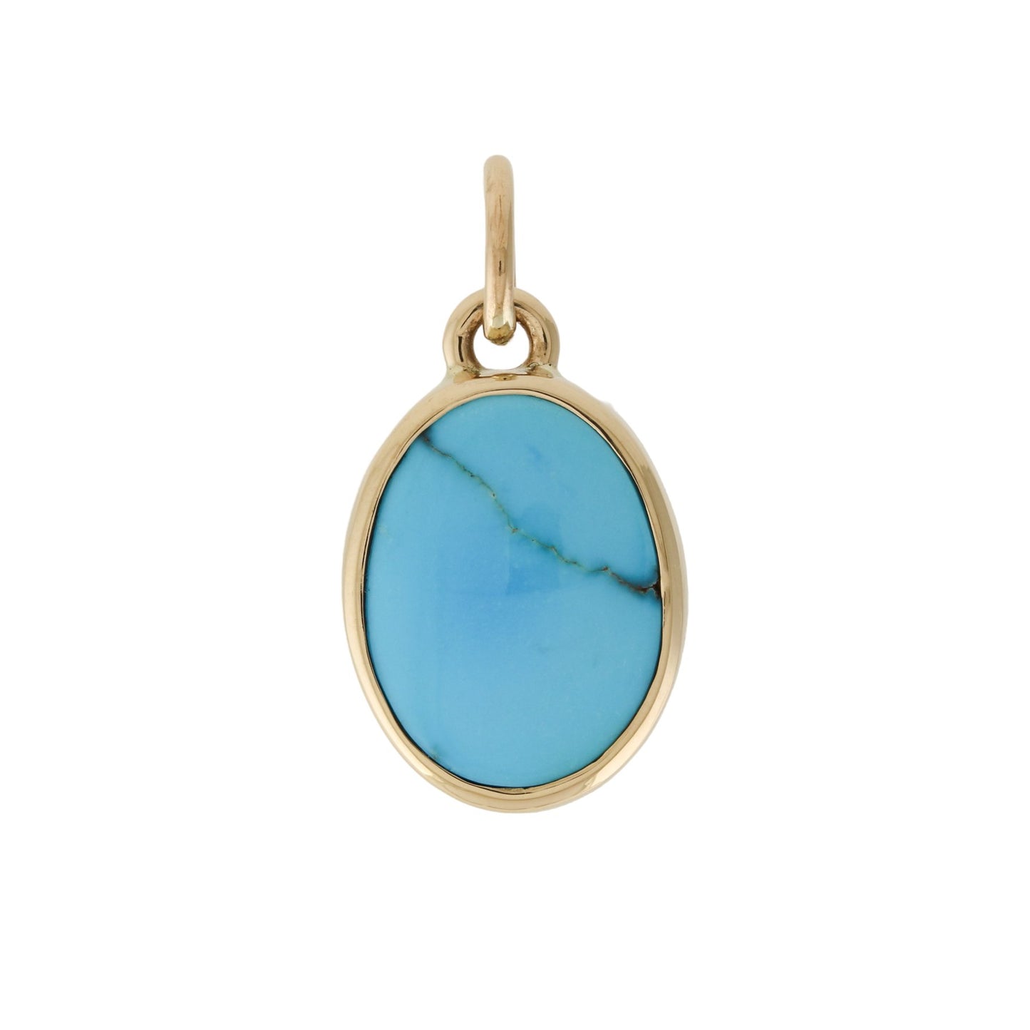 Celestial 14 KT Gold x Azure Egyptian Turquoise Oval Pendant - Kingdom Jewelry