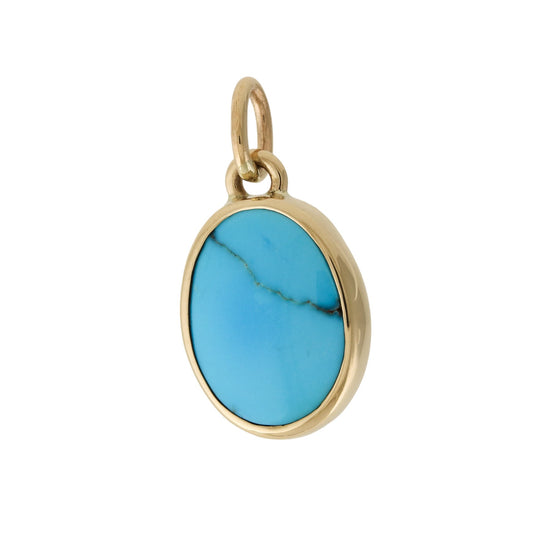 Celestial 14 KT Gold x Azure Egyptian Turquoise Oval Pendant - Kingdom Jewelry