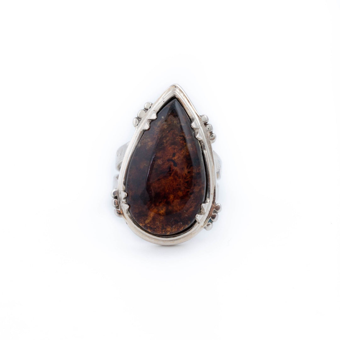 Chiapas Amber Teardrop Ring - Kingdom Jewelry