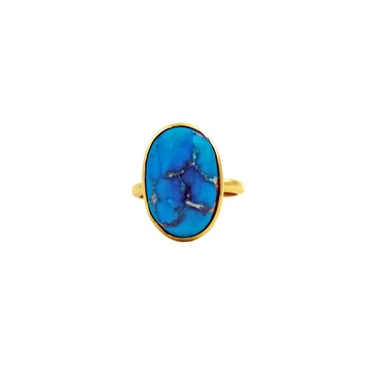Chunky Gold Morenci Turquoise Ring - Kingdom Jewelry