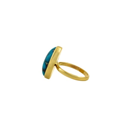 Chunky Gold Morenci Turquoise Ring - Kingdom Jewelry