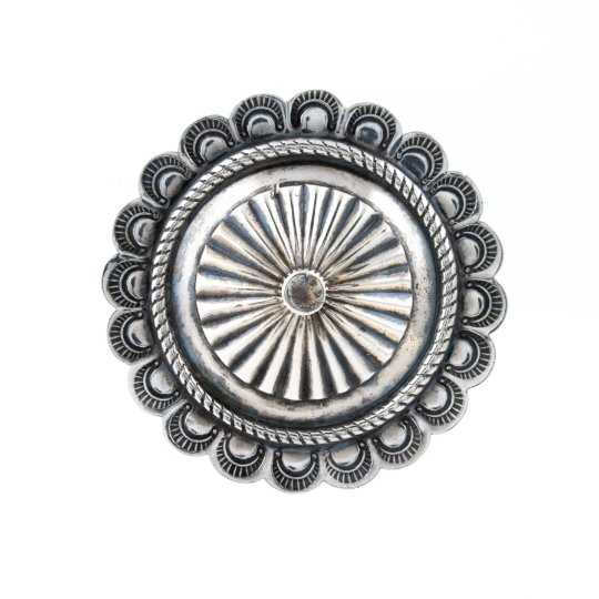 Chunky Silver 1950's Concho Brooch - Kingdom Jewelry