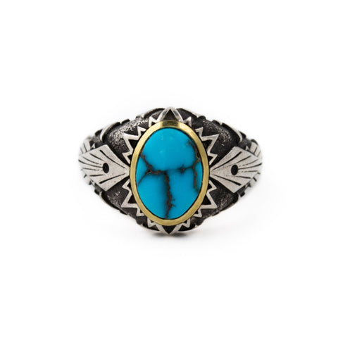 "Cimmerian Sun" Ring w/ Egyptian Turquoise - Kingdom Jewelry