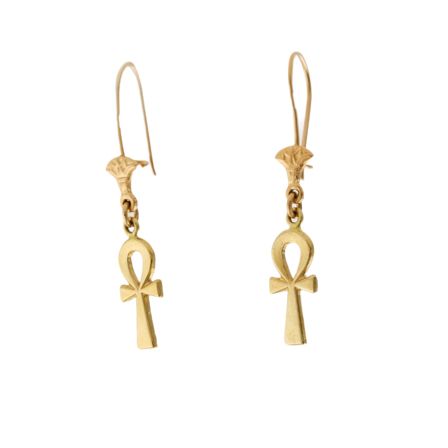 Classic 18k Gold Ankh Drop Earrings - Kingdom Jewelry