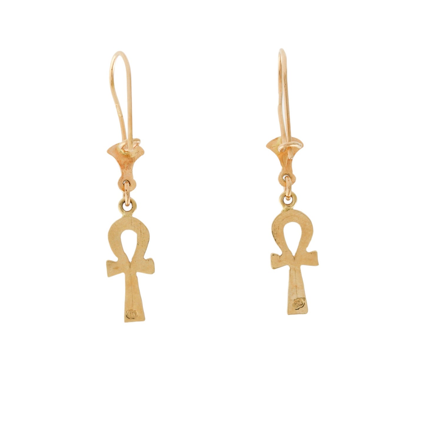 Classic 18k Gold Ankh Drop Earrings - Kingdom Jewelry