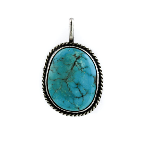 Classic 1970's Blue Turquoise Navajo Pendant - Kingdom Jewelry