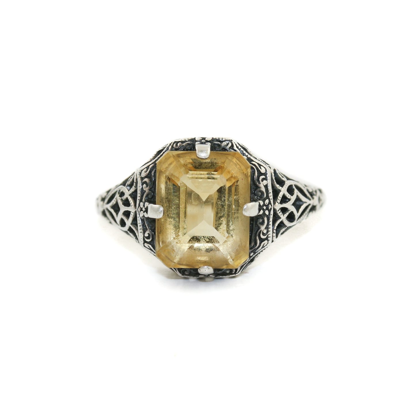 Classic 1970's Silver x Citrine Filigree Ring - Kingdom Jewelry