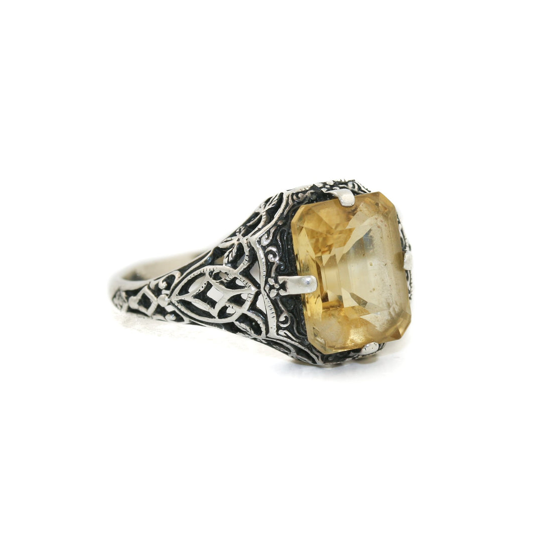 Classic 1970's Silver x Citrine Filigree Ring - Kingdom Jewelry