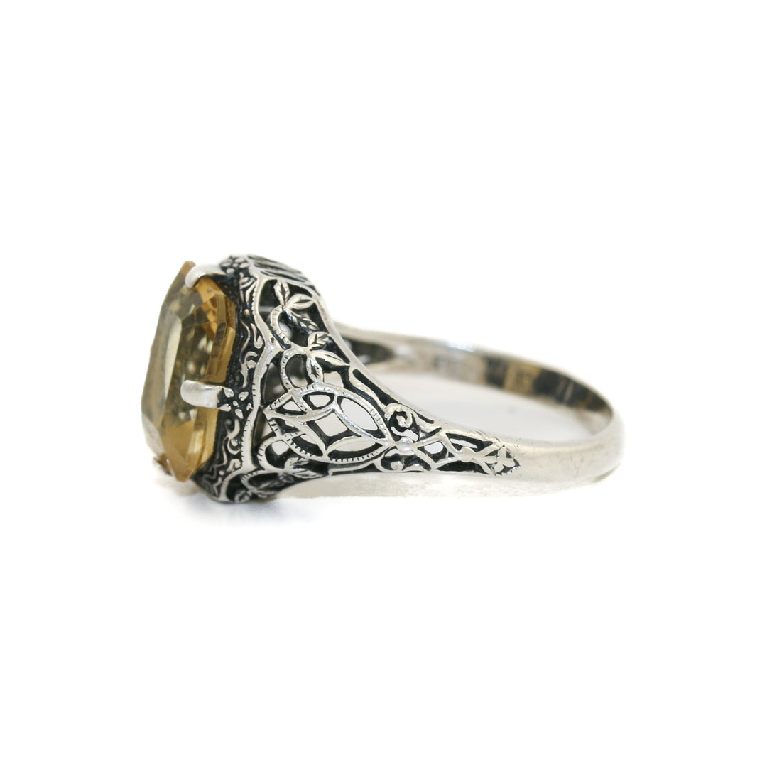 Classic 1970's Silver x Citrine Filigree Ring - Kingdom Jewelry