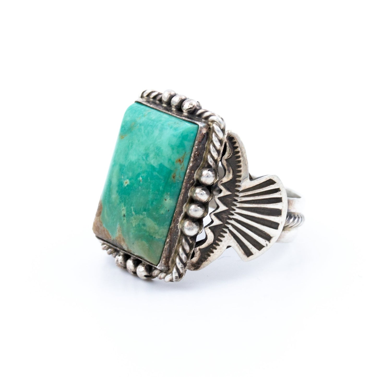 Classic Square-Cut Blue Turquoise Navajo Ring - Kingdom Jewelry