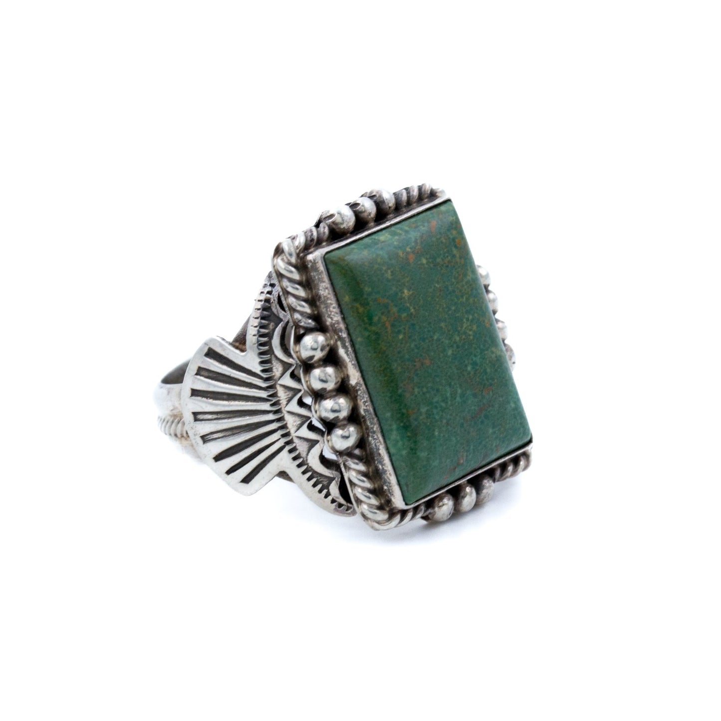 Classic Square-Cut Green Turquoise Ring - Kingdom Jewelry