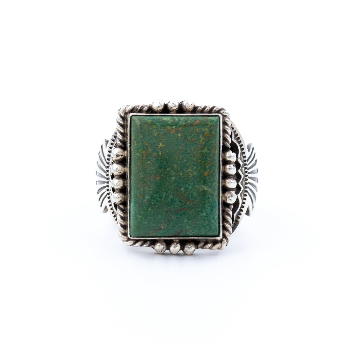 Classic Square-Cut Green Turquoise Ring - Kingdom Jewelry