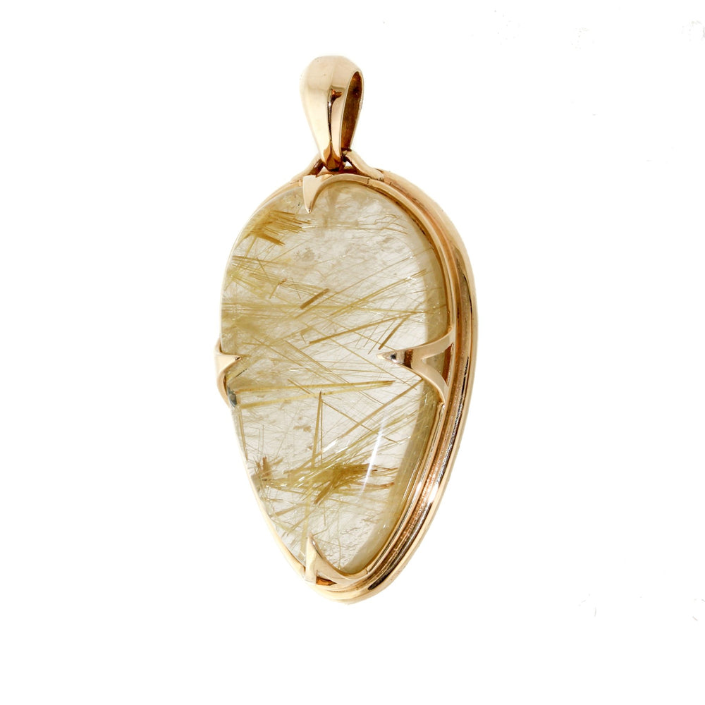 
                      
                        Claw Bezel Rutilated Quartz Pendant in Gold - Kingdom Jewelry
                      
                    