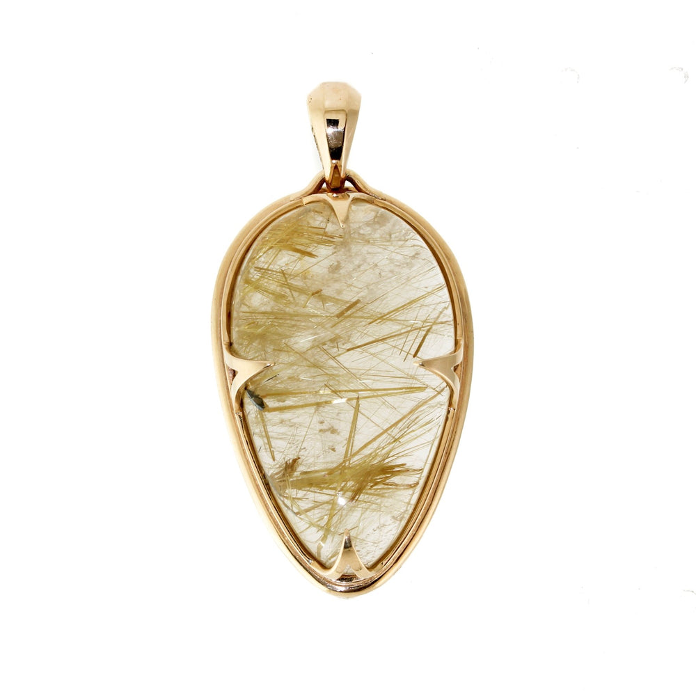 
                      
                        Claw Bezel Rutilated Quartz Pendant in Gold - Kingdom Jewelry
                      
                    