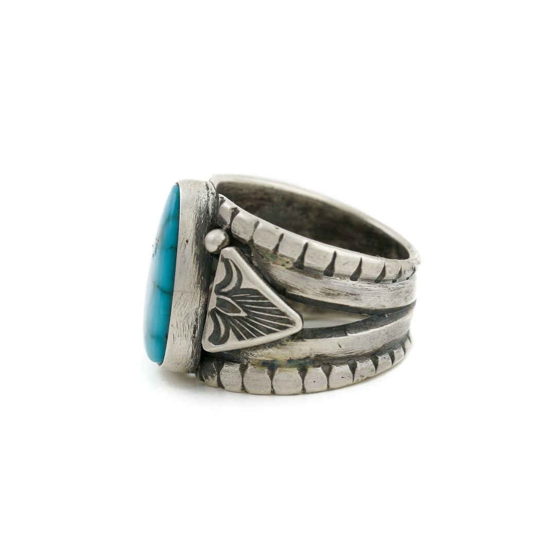 Contemporary Navajo Silver Ring x Egyptian Turquoise - Kingdom Jewelry