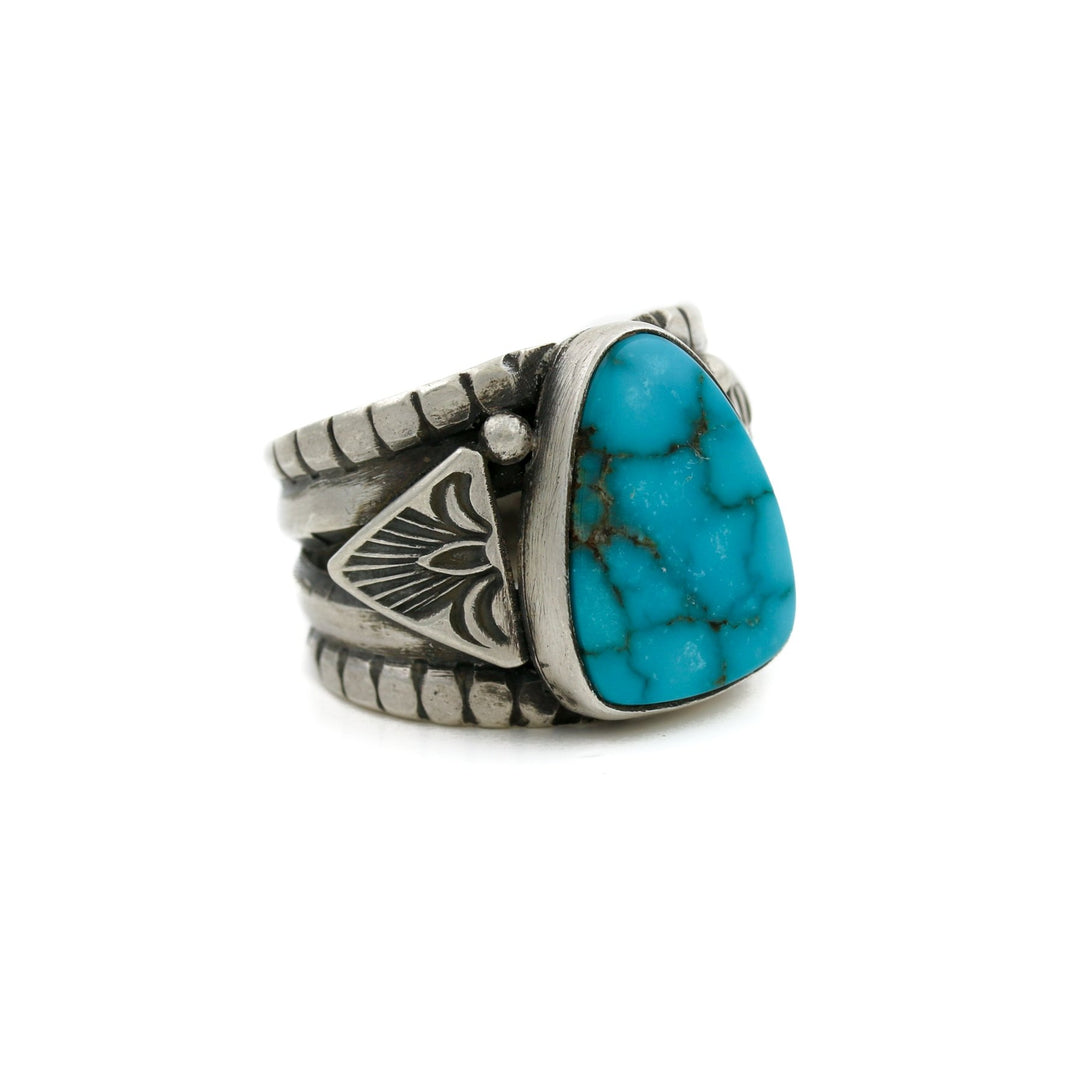 Contemporary Navajo Silver Ring x Egyptian Turquoise - Kingdom Jewelry