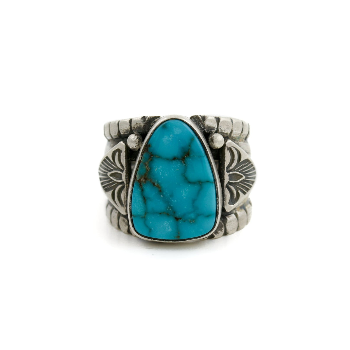 Contemporary Navajo Silver Ring x Egyptian Turquoise - Kingdom Jewelry