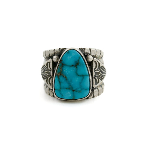 Contemporary Navajo Silver Ring x Egyptian Turquoise - Kingdom Jewelry