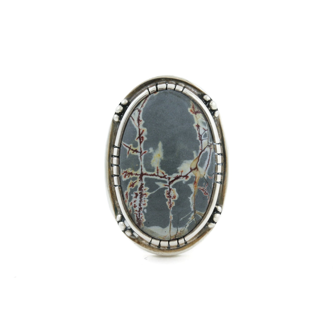 Contemporary Silver x Oval Dendritic Jasper Ring - Kingdom Jewelry