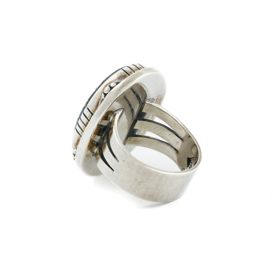 Contemporary Silver x Oval Dendritic Jasper Ring - Kingdom Jewelry